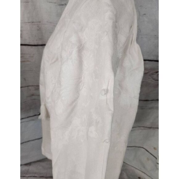 CAARA Embroidered Puff Sleeve Linen Top Size Small - Picture 6 of 8